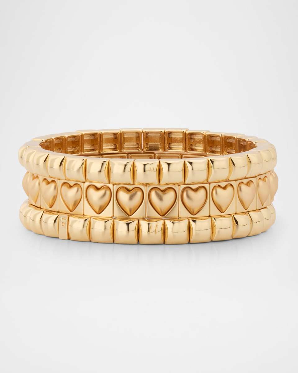 The Puffy Heart Stud Bracelet Trio
